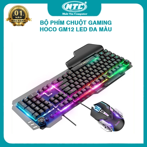 Bộ phím chuột gaming Hoco GM12 led đa màu thiết kế cực đẹp - kèm đế kê tay (đen)