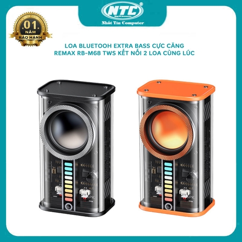 Loa bluetooth TWS Remax RB-M68 siêu trâu hỗ trợ kết nối 2 loa cùng lúc - extra bass (2 phân loại màu)