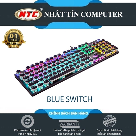 Bàn phím cơ blue switch HP GK400Y phím tròn mạ bạc - hơn 20 chế độ led tùy chỉnh (đen)