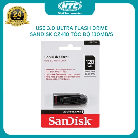 USB 3.0 128GB SanDisk Ultra CZ48 tốc độ 130MB/s (Đen)