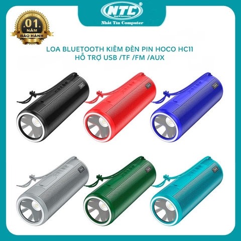 Loa bluetooth kiêm đèn pin Hoco HC11 công suất 10W - hỗ trợ USB/TF/AUX/FM (màu ngẫu nhiên)