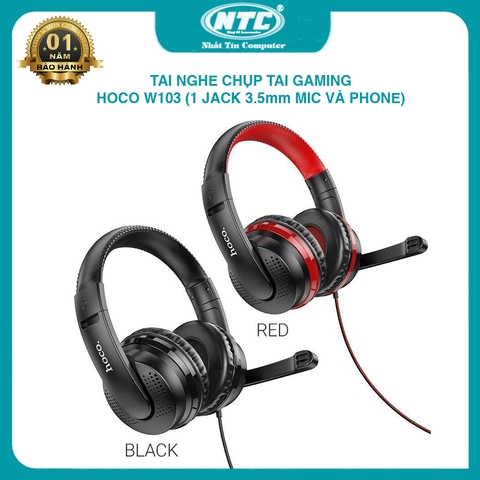 Tai nghe Gaming Hoco W103 Deep Bass - tích hợp mic và phone tren 1 jack 3.5mm (2 màu tuỳ chọn)
