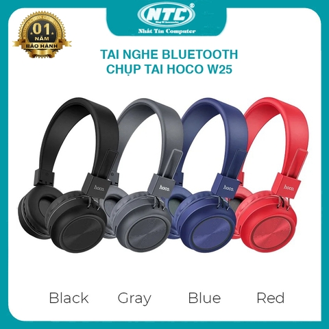 Tai nghe chụp tai bluetooth Hoco W25 Deep Bass hỗ trợ khe gắn thẻ nhớ - nghe nhạc liên tục 12h (4 màu tuỳ chọn)