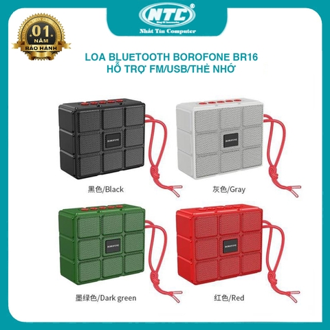 Loa bluetooth mini Borofone BR16 công suất 5W hỗ trợ USB/TF/FM - có thể tắt mở đèn led (NHIỀU MÀU)