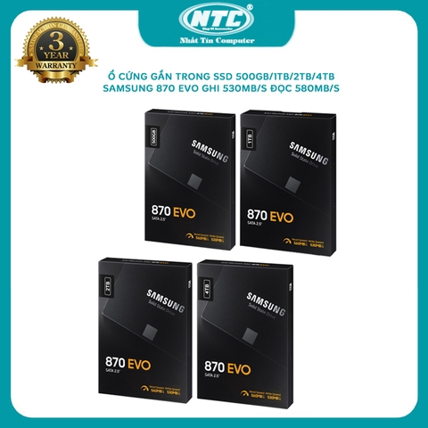 Ổ cứng gắn trong SSD Samsung 870 Evo 4TB / 2TB / 1TB / 500GB 2.5 Inch SATA III ghi 530MB/s đọc 580MB/s (đen)