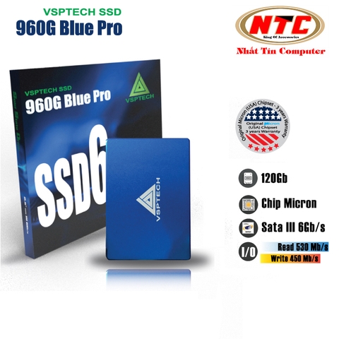 Ổ cứng SSD VSPTECH 960G Blue Pro dung lượng 120GB - tốc độ ghi 450MB/s đọc 520MB/s (Xanh)