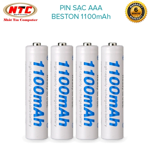 Combo 4 pin sạc AAA Beston 1100mah - kèm hộp nhựa đựng pin (Trắng)