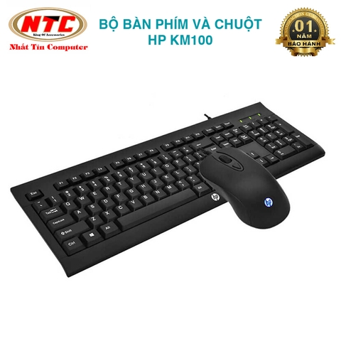 Bộ bàn phím và chuột HP KM100 cực êm - chuyên dành văn phòng hoặc học tập (Đen)