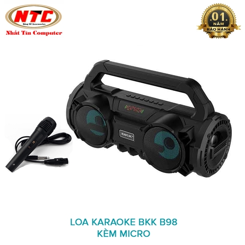 Loa karaoke xách tay BKK B98 tích hợp jack cắm micro 6.5mm - kèm micro có dây (đen)