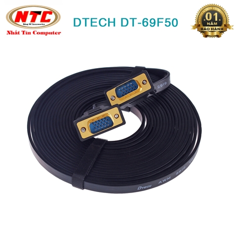 Cáp VGA DTECH DT-69F50 dài 5m - bảo hành 12 tháng (đen)