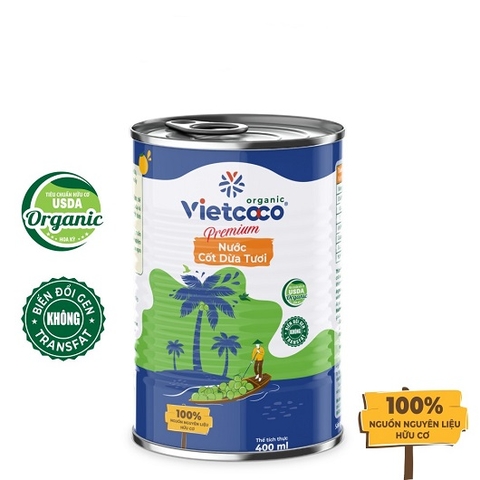 NƯỚC CỐT DỪA HỮU CƠ VIETCOCO 400ML