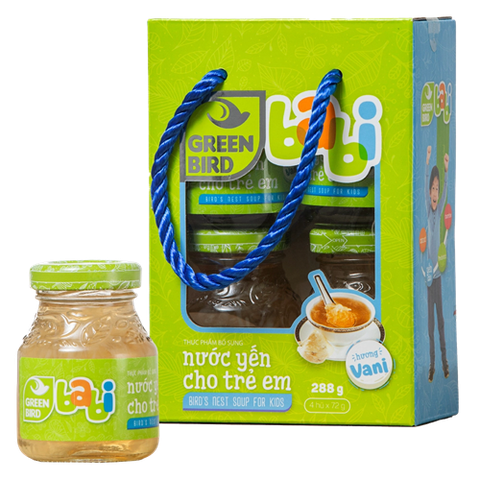 NƯỚC YẾN CHO TRẺ EM GREEN BIRD HƯƠNG VANI 4 HŨ X 72G