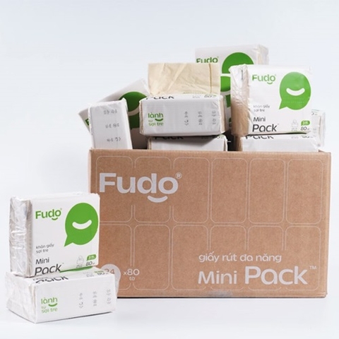 KHĂN GIẤY RÚT ĐA NĂNG MINI PACK FUDO BAMBOO ( 4 GÓI X 80 TỜ )
