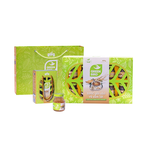 HỘP QUÀ NƯỚC YẾN SÂM LÁT HỮU CƠ GREEN BIRD 8 HŨ X 72G