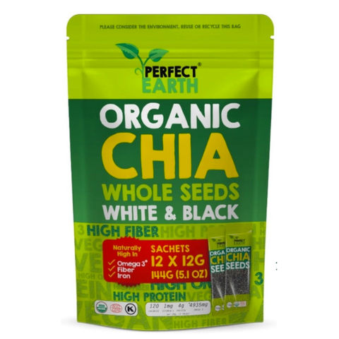 HẠT CHIA HỮU CƠ PERFECT EARTH 144G (12 GÓI)