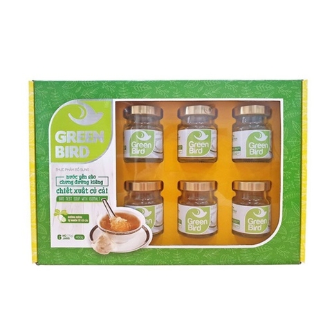 HỘP QUÀ NƯỚC YẾN SAO ĐƯỜNG KIÊNG CỦ CẢI CHO NGƯỜI TIỂU ĐƯỜNG GREEN BIRD 6 HŨ X 72G