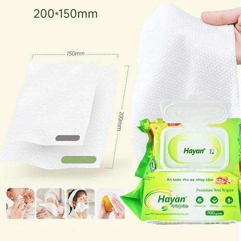 KHĂN GIẤY ƯỚT DIỆT KHUẨN LÀM SẠCH HÀN QUỐC HAYAN 150 TỜ
