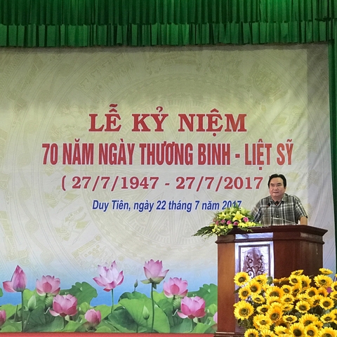 Tham dự lễ kỷ niệm 70 năm ngày Thương binh - Liệt sỹ (27.7.1947 - 27.7.2017) tại Duy Tiên, Hà Nam