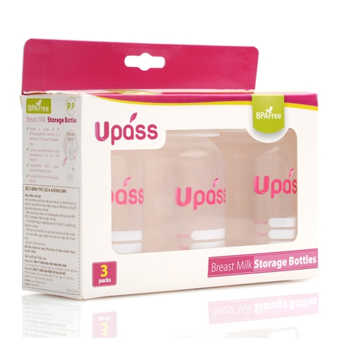 Bộ 3 bình trữ sữa không BPA UPASS