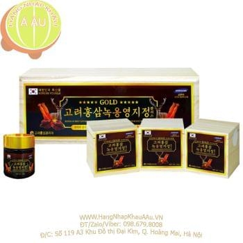 Cao Hồng Sâm Nhung Hươu Linh chi Hàn Quốc Hộp Gỗ 3 lọ x 120gr