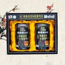 Cao Hắc Sâm Đông trùng hạ thảo Hàn Quốc hộp 2 lọ * 240g (Korean Black Ginseng Silkworm Mushroom Sap )