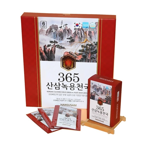 Nước Chiết Xuất Nhung Hươu Hồng Sâm Núi 365 Korean Cultured Wild Ginseng Root Deer Antlers 30 Gói