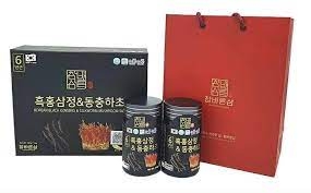 Cao Hắc Sâm Đông trùng hạ thảo Hàn Quốc hộp 2 lọ * 240g (Korean Black Ginseng Silkworm Mushroom Sap )