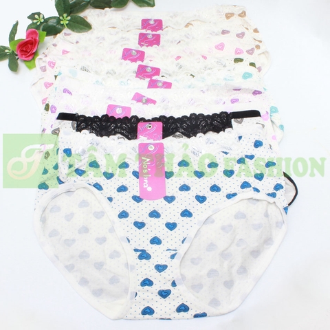 Quần lót No'bra 9287Z cotton trái tim cạp ren