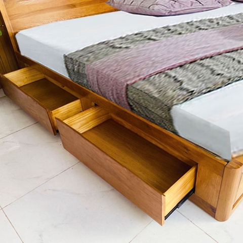 Giường ngủ gỗ sồi 2 ngăn kéo Nova