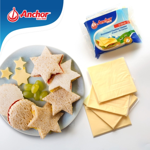 Phô mai Cheddar Anchor NZ gói 12 lát 200g (giàu canxi và đạm)