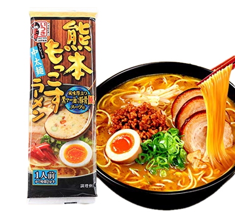 Mì Ramen Kumamoto Mokkos chiết xuất heo, gà & cá Nhật Bản gói 123g