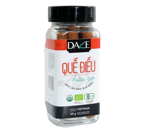 Quế điếu hữu cơ DACE tiêu chuẩn USDA lọ 30g