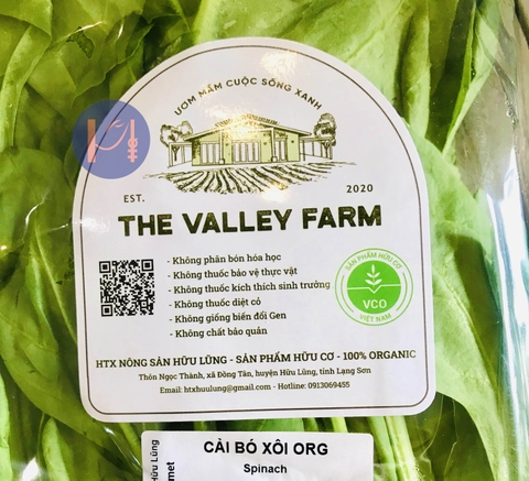 Rau cải bó xôi hữu cơ The Valley Farm (Lạng Sơn) mớ 250g