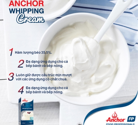 Whipping Cream Anchor New Zealand hộp 1L
