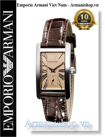 ⌚️Đồng Hồ Nữ Emporio Armani Mặt Chữ Nhật Dây Da Nâu AR0155