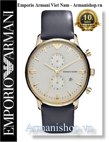 ⌚️Đồng Hồ Nam Emporio Armani Vàng Gold Dây Da Xám AR0386