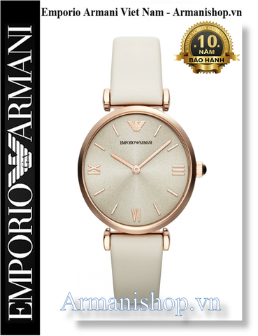 ⌚️Đồng Hồ Nữ Emporio Armani Dây Da Hồng Kem Rose Gold AR1769