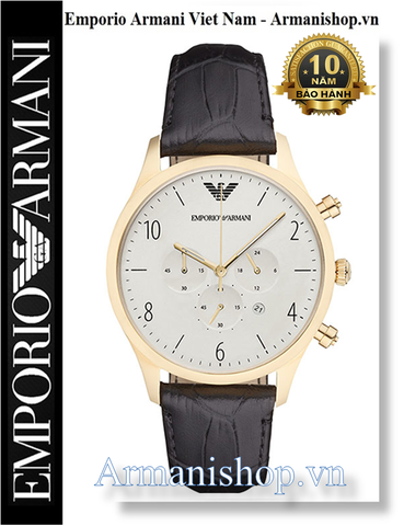 ⌚️Đồng Hồ Nam Emporio Armani 6 Kim Dây Da Vàng Gold AR1892