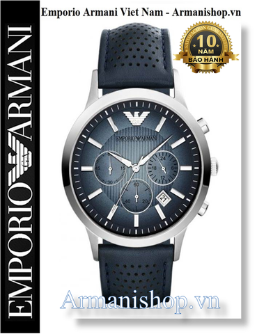 ⌚️Đồng Hồ Nam Emporio Armani 6 Kim Dây Da Mặt Xanh AR2473