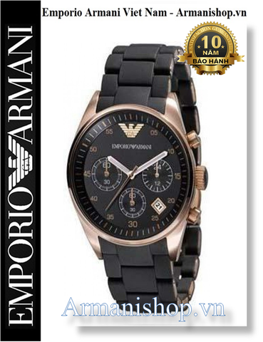 ⌚️Đồng Hồ Nữ Emporio Armani Rose Gold Dây Silicone Đen AR5906