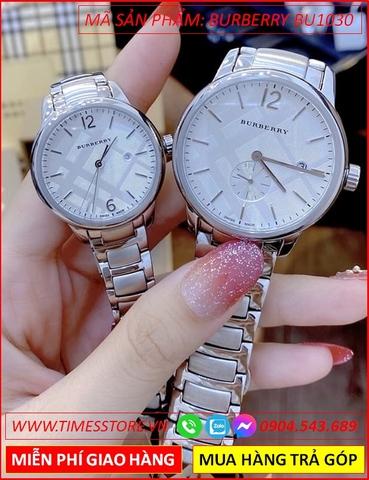 Đồng Hồ Cặp Đôi Burberry The Classic Mặt Tròn Dây Kim Loại (32mm-40mm)