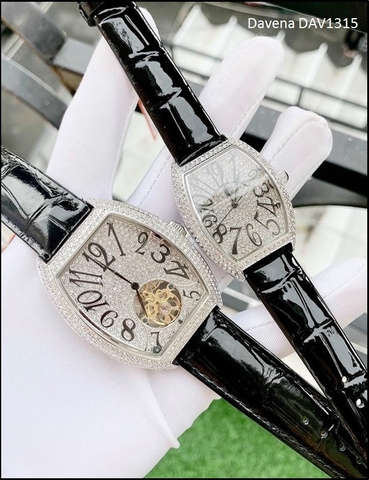 Đồng hồ cặp đôi Davena dây da phiên bản Franck Muller DAV1315