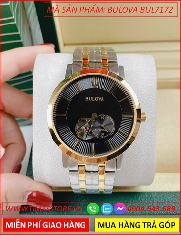 Đồng Hồ Nam Bulova Automatic Mặt Đen Tròn Dây Kim Loại Demi (40mm)