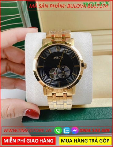 Đồng Hồ Nam Bulova Automatic Mặt Đen Dây Kim Loại Vàng Gold (40mm)