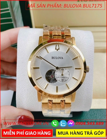 Đồng Hồ Nam Bulova Automatic Mặt Trắng Dây Kim Loại Vàng Gold (40mm)