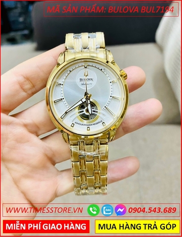 Đồng Hồ Nam Bulova Automatic Mặt Trắng Dây Vàng Gold (44mm)