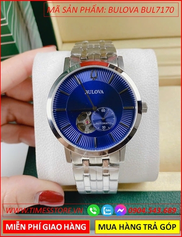 Đồng Hồ Nam Bulova Automatic Mặt Xanh Tròn Dây Kim Loại Silver (40mm)