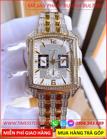 Đồng Hồ Nam Bulova Octava Mặt Chữ Nhật Dây Kim Loại Vàng Gold (36x42mm)