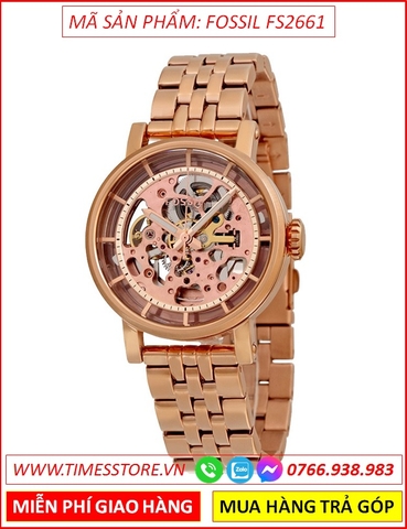 Đồng Hồ Nam Fossil Automatic Skeleton Lộ Máy Dây Rose Gold (38mm)