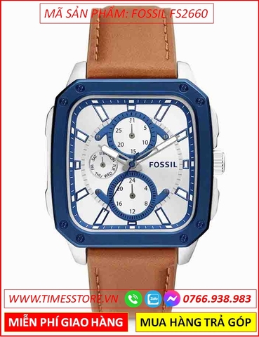 Đồng Hồ Nam Fossil Multifunction Mặt Vuông Dây Da Nâu (42mm)